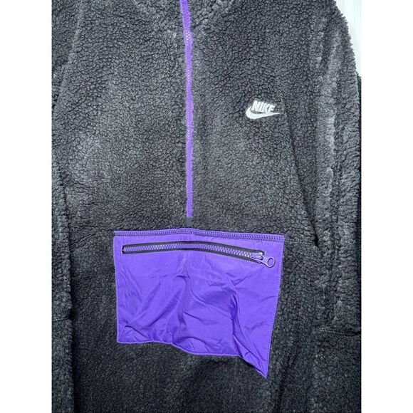 Nike Club Winter Half- Zip Fleece Jacket Black/ Purple Men’s Size XL - Picture 2 of 4